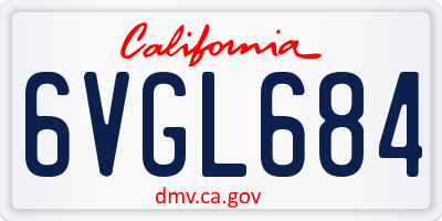 CA license plate 6VGL684