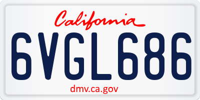 CA license plate 6VGL686