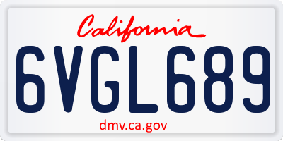 CA license plate 6VGL689