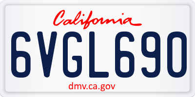 CA license plate 6VGL690
