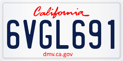 CA license plate 6VGL691
