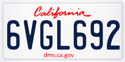 CA license plate 6VGL692