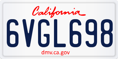 CA license plate 6VGL698