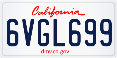CA license plate 6VGL699