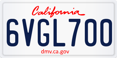 CA license plate 6VGL700