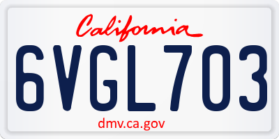CA license plate 6VGL703