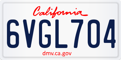 CA license plate 6VGL704