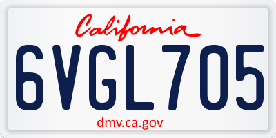 CA license plate 6VGL705