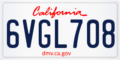 CA license plate 6VGL708