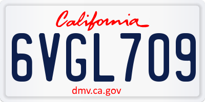 CA license plate 6VGL709