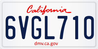CA license plate 6VGL710