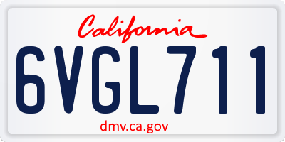 CA license plate 6VGL711