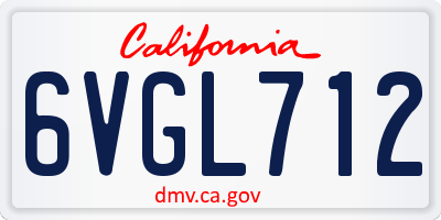 CA license plate 6VGL712