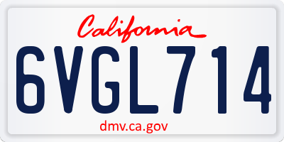 CA license plate 6VGL714