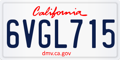 CA license plate 6VGL715