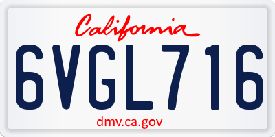 CA license plate 6VGL716