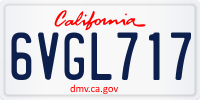 CA license plate 6VGL717