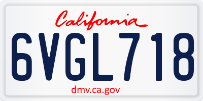CA license plate 6VGL718