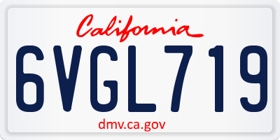 CA license plate 6VGL719