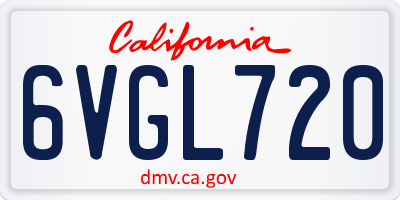 CA license plate 6VGL720