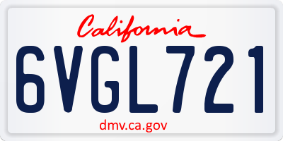 CA license plate 6VGL721