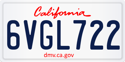 CA license plate 6VGL722