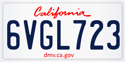 CA license plate 6VGL723