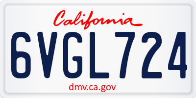 CA license plate 6VGL724