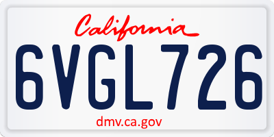 CA license plate 6VGL726