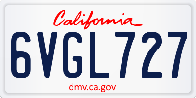 CA license plate 6VGL727