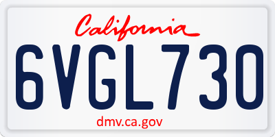 CA license plate 6VGL730