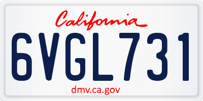 CA license plate 6VGL731