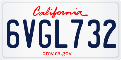 CA license plate 6VGL732