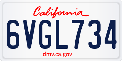 CA license plate 6VGL734