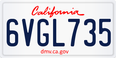 CA license plate 6VGL735