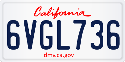 CA license plate 6VGL736