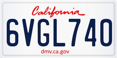 CA license plate 6VGL740