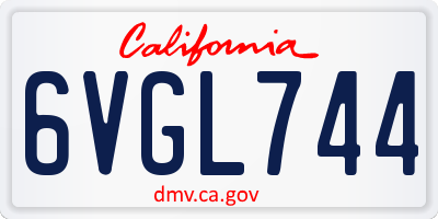 CA license plate 6VGL744