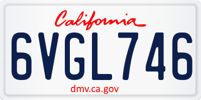 CA license plate 6VGL746