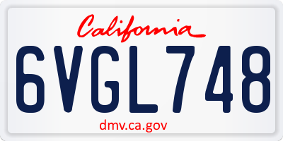 CA license plate 6VGL748