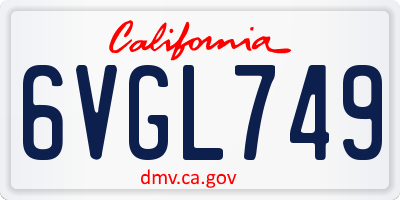 CA license plate 6VGL749