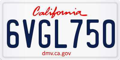 CA license plate 6VGL750