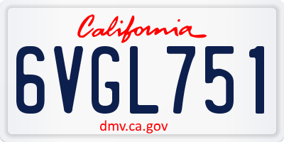 CA license plate 6VGL751