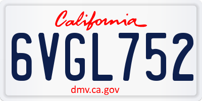 CA license plate 6VGL752