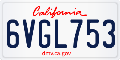 CA license plate 6VGL753