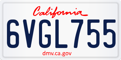 CA license plate 6VGL755