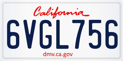 CA license plate 6VGL756