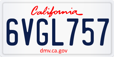 CA license plate 6VGL757