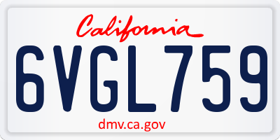 CA license plate 6VGL759