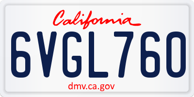 CA license plate 6VGL760